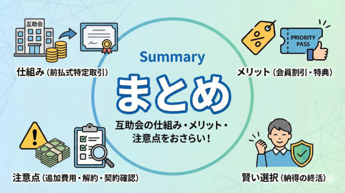 互助会の意味と仕組みを完全解説！積立金の「落とし穴」や保険との違いとは？まとめ