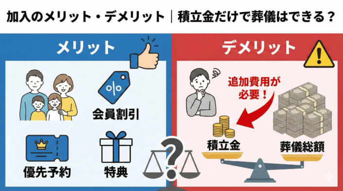 加入のメリット・デメリット｜積立金だけで葬儀はできる？
