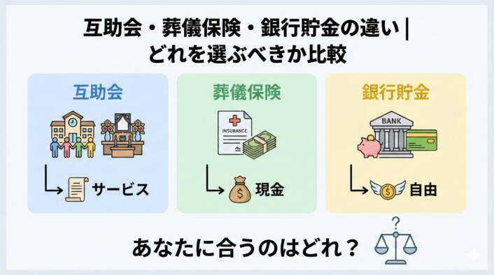 互助会・葬儀保険・銀行貯金の違い｜どれを選ぶべきか比較