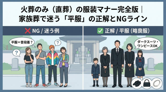 火葬のみ（直葬）の服装マナー完全版｜家族葬で迷う「平服」の正解とNGライン